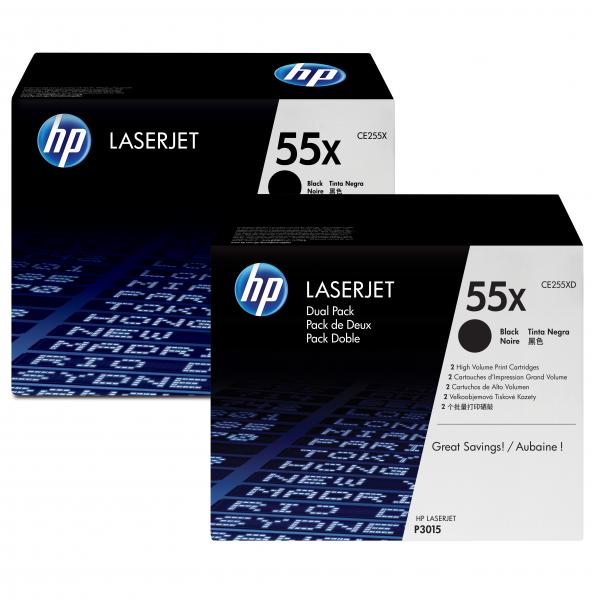HP originální toner CE255XD, HP 55X, black, 12500str., dual pack, 2ks