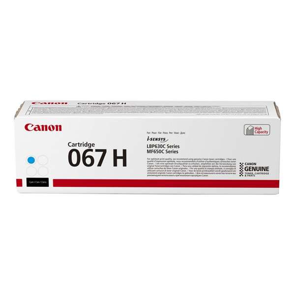 Canon originální toner 067 H C, cyan, 2350str., 5105C002, high capacity, Canon LBP631Cdw, LBP633Cdw, MF651Cw, MF655Cdw, MF657Cdw, 