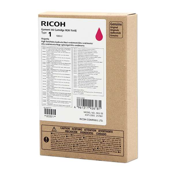 Ricoh originální ink (DTG) typ 100, magenta, 500str., 100ml, 257061, Ricoh Ri 100 DTG
