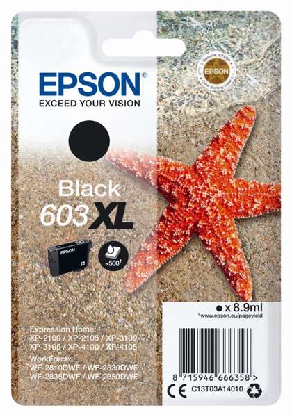 Epson inkoustová náplň/ C13T03A14010/ 603XL/ Expression Home XP-21xx/ XP-31xx/WF-2850DWF/ černá