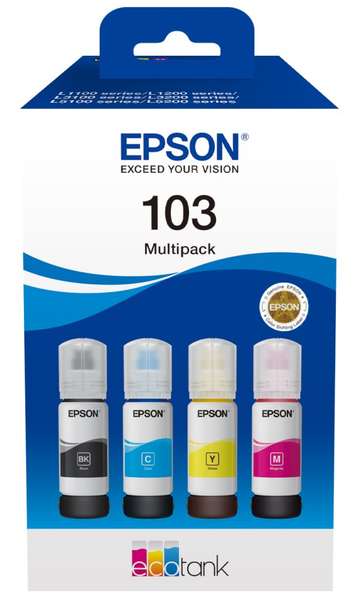 Epson inkoustová náplň 103/ T00S64A/ EcoTank/ L1x10/ L315x/ L325x/ L3x6x/ L5190/ 4-colour Multipack