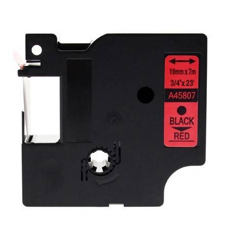Alternativn&iacute; p&aacute;ska Dymo 45807 19 mm 7 m, čern&yacute; tisk/ červen&yacute; podklad