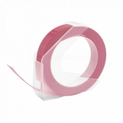 Alternativn&iacute; p&aacute;ska Dymo Omega A0898120, 9 mm x 3 m, b&iacute;l&yacute; tisk/růžov&yacute; podklad
