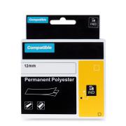 PRINTLINE kompatibilní páska s DYMO 622289, 12mm, 5.5m, černý tisk/průhl podklad, RHINO, polyesterová
